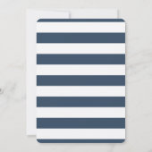 Navy Blue en Coral Stripe Nautische bruiloft Kaart (Achterkant)