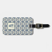Navy Blue en Cream Seashell Patroon Bagagelabel (Voorkant horizontaal)