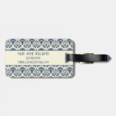 Navy Blue en Cream Seashell Patroon Bagagelabel (Achterkant horizontaal)