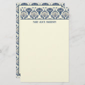 Navy Blue en Cream Seashell Patroon Briefpapier (Voorkant / Achterkant)