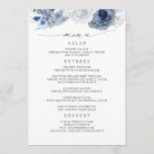 Navy Blue en Dusty Blue Floral Wedding Menu (Voorkant)
