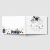 Navy Blue en Dusty Roos bruiloft gastenboek (Volledig)