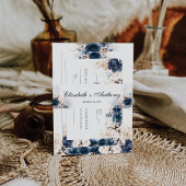 Navy Blue en Dusty Roos bruiloft uitnodiging Uitnodigingen Wikkel