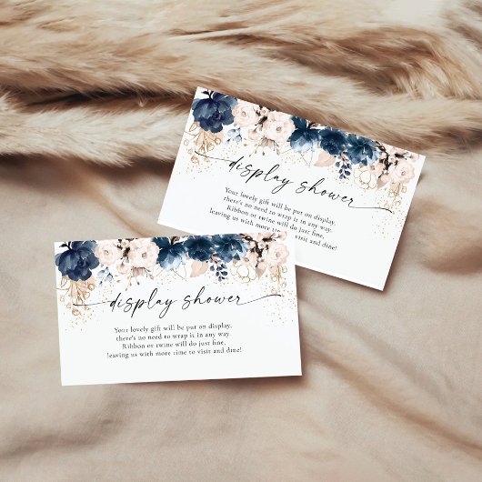 Navy Blue en Dusty Roos Display Douche Informatiekaartje