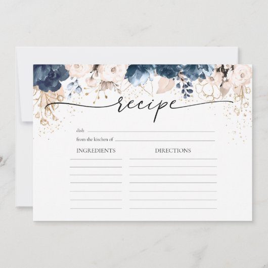 Navy Blue en Dusty Roos Grote Recept Kaart (Achterkant)