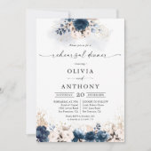 Navy Blue en Dusty Roos repetitie diner Kaart (Voorkant)