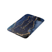 Navy Blue en Faux Gold Glitter Marble Agate Badmat (Gekanteld)