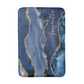 Navy Blue en Faux Gold Glitter Marble Agate Badmat (Voorkant Verticaal)