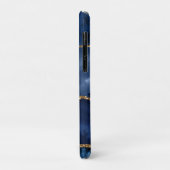 Navy Blue en Faux Gold Glitter Marble Agate Case-Mate iPhone Case (Achterkant/links)