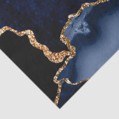 Navy Blue en Faux Gold Glitter Marble Agate Tissuepapier (Detail)
