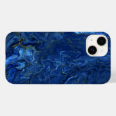 Navy Blue en Faux Gold Marble Acrylic Abstraction Case-Mate iPhone Case (Achterkant (horizontaal))
