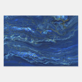 Navy Blue en Faux Gold Marble Acrylic Abstraction Inpakpapier Vel (Voorkant 2)
