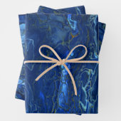 Navy Blue en Faux Gold Marble Acrylic Abstraction Inpakpapier Vel (In situ)