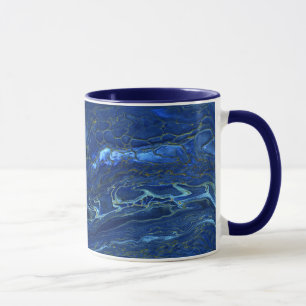 Navy Blue en Faux Gold Marble Acrylic Abstraction Mok
