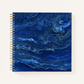 Navy Blue en Faux Gold Marble Acrylic Abstraction Notitieboek (Voorkant)