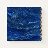 Navy Blue en Faux Gold Marble Acrylic Abstraction Notitieboek (Achterkant)