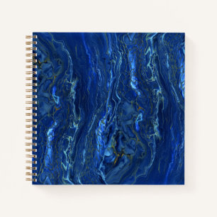 Navy Blue en Faux Gold Marble Acrylic Abstraction Notitieboek
