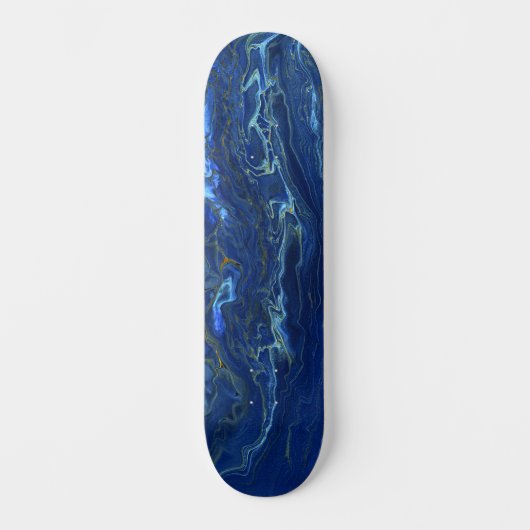 Navy Blue en Faux Gold Marble Acrylic Abstraction Skateboard (Voorkant)