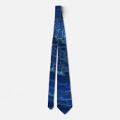 Navy Blue en Faux Gold Marble Acrylic Abstraction Stropdas (Achterkant)