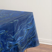 Navy Blue en Faux Gold Marble Acrylic Abstraction Tafelkleed (Voorbeeld)