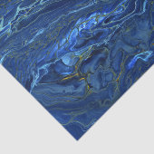 Navy Blue en Faux Gold Marble Acrylic Abstraction Tissuepapier (Detail)