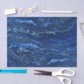 Navy Blue en Faux Gold Marble Acrylic Abstraction Tissuepapier (Craft)