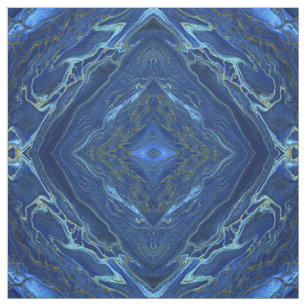 Navy Blue en Faux Gold Marble Diamonds Pattern Stof