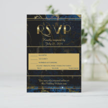 Navy Blue en (Faux) Gold Marble Wedding