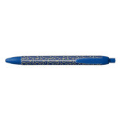 Navy Blue en Faux Gold Moroccan Mosaic Pattern Blauwe Inkt Pen (Achterkant)