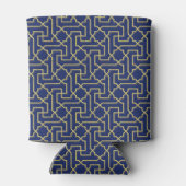 Navy Blue en Faux Gold Moroccan Mosaic Pattern Blikjeskoeler (Achterkant)