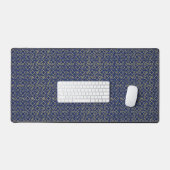 Navy Blue en Faux Gold Moroccan Mosaic Pattern Bureaumat (Keyboard & Muis)