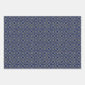 Navy Blue en Faux Gold Moroccan Mosaic Pattern Inpakpapier Vel (Voorkant 2)