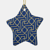 Navy Blue en Faux Gold Moroccan Mosaic Pattern Keramisch Ornament (Links)