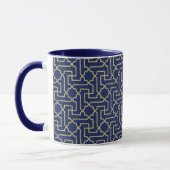 Navy Blue en Faux Gold Moroccan Mosaic Pattern Mok (Links)