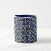 Navy Blue en Faux Gold Moroccan Mosaic Pattern Mok (Midden)