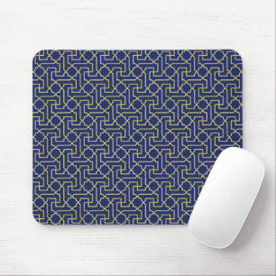 Navy Blue en Faux Gold Moroccan Mosaic Pattern Muismat