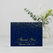 Navy Blue en Glam Confetti Weddenschap Folie Uitnodiging Briefkaart (Staand Voorkant)