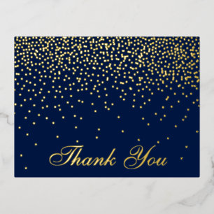 Navy Blue en Glam Confetti Weddenschap Folie Uitnodiging Briefkaart