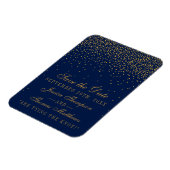 Navy Blue en Glam Gold Confetti bewaren de datum Magneet (Linkerzijde)