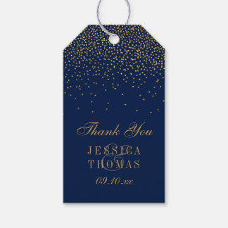 Navy Blue en Glam Gold Confetti Wedding Favor Cadeaulabel