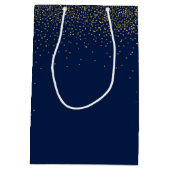 Navy Blue en Glam Gold Confetti Wedding Favor Medium Cadeauzakje (Achterkant)
