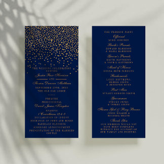 Navy Blue en Glam Gold Confetti Wedding Programme Programma