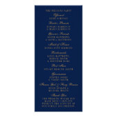 Navy Blue en Glam Gold Confetti Wedding Programme Reclamekaart (Achterkant)