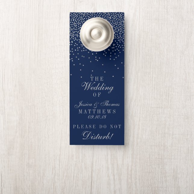 Navy Blue en Glam Silver Confetti Wedding (Op knop)