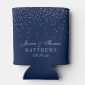 Navy Blue en Glam Silver Confetti Wedding Blikjeskoeler (Achterkant)
