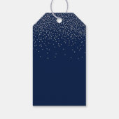 Navy Blue en Glam Silver Confetti Wedding Favor Cadeaulabel (Achterkant)
