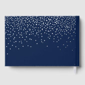 Navy Blue en Glam Silver Confetti Wedding Gastenboek (Achterkant)