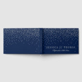 Navy Blue en Glam Silver Confetti Wedding Gastenboek (Volledig)