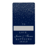 Navy Blue en Glam Silver Confetti Wedding Gift Etiket (Voorkant)