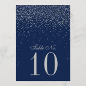 Navy Blue en Glam Silver Confetti Wedding Kaart (Achterkant)